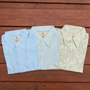 Silk Floral Button Down Shirts Men Lot of 3 Casual Hawaiian Camp NEW